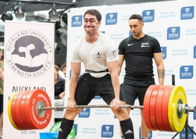 University of Auckland male weightlifter deadlifting 250kgs