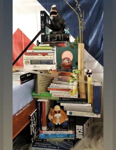 Photo of a tower of books