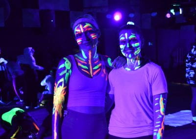 Two students at Glow Yoga